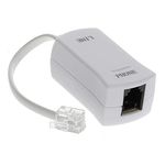 Inline DSL Filter (White Color) - Male to Female Plug - Jack to Phone - Eliminates Modem Interference