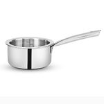 Bergner Tripro TriPly Stainless Steel 14cm Saucepan with Stainless Steel Lid, 1.2 L Sauce pan with Heavy Bottom, Induction Base and Gas Stove Ready, New Improved Handles - (5-Year Warranty by Bergner)