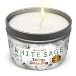 Magnificent 101 Long Lasting White Sage Scented Smudge Candle | 6 Oz - 35 Hour Burn | All Natural & Organic Soy Wax Candle for House Energy Cleansing Purification, Chakra Healing & Manifestation