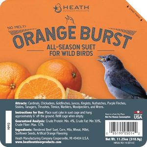 Heath Outdoor Products DD-14 Orange Burst Suet Cake, 11.25 oz., Case Of 12