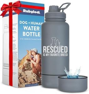 Rubyloo Dog Water Bottle w/Detachable Bowl for Dog Lovers, Favorite Rescue