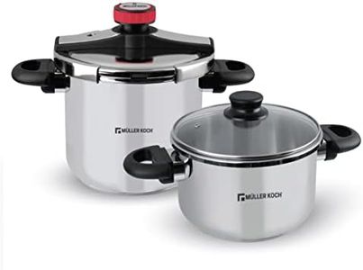 Müller Koch Muller Koch MK-5021 Pressure Cooker Set 7L+5L (24cm,Stainless Steel,Induction Base (SET 5.2+7.4 Quarts)
