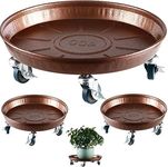 3 Packs Metal Plant Caddy with Wheels 16" Rolling Plant Stand Heavy Duty Plant Dolly with Casters for Indoor and Outdoor Large Planter Casters Potted Plant Mover,Copper