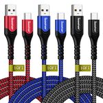 USB Type C Cable, iSeekerKit 3-Pack 10ft USB C Cable Fast Charge Nylon Braided USB A to C Charging Cable Compatible with PS5 Controller/PlayStation 5, Samsung Galaxy Note 8 9 S8 S9 S10, Google Pixel