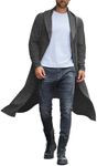 COOFANDY Mens Ruffle Shawl Collar Cardigan Long Length Hooded Cloak Costume Drape Cape with Pockets,Dark Gray,XX-Large