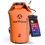Earth Pak -Waterproof Dry Bag - Roll Top Dry Sack Keeps Gear Dry for Boating, Hiking, Camping and Fishing with Waterproof Phone Case (Orange, 20L)