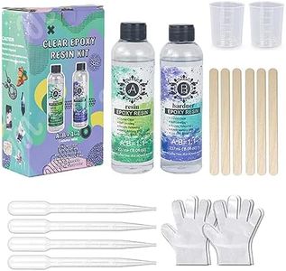 Epoxy Resin Kit, Epoxy Resin Crystal Clear-Not Yellowing and No Bubble Self Leveling Easy Mix 1:1 Casting & Coating for DIY Jewelry Making of The Art Resin & Epoxy Resin (A/100ML+B/100ML)