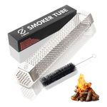 Z GRILLS Pellet Smoker Tube with 2 Hooks and Brush, 12" BBQ Billowing Smoke Mesh Stainless Steel for Cold/Hot Smoking