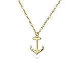 Minimalist Tiny Nautical Ocean Vacation Boat Anchor Pendant Necklace For Women Teens14K Gold Plated .925 Sterling Silver 16 In