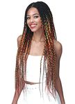 Bobbi Boss Synthetic Hair 13x5 Frontal Lace Wig - MLF623 KNOTLESS BOX BRAID 30, Natural Style Wig, Hand-Crafted Knotless Triangle Braid (1B)