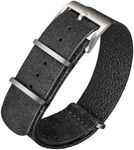 torbollo Suede Leather Watch Band, Style One-Piece Military Watch Strap Vintage Tone 18mm Replacement Wrap for Men Women Black