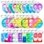 Yeefunjoy 30 Pcs Fidget Keyring, Party Bag Fillers for Kids, Mini Fidget Pop Bubble Toys, Bubble Poppet Fidget Toys, Silicone Squeeze Stress Relief Sensory Toy, Game Prizes Party Favour Gifts for Kids