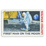 2 x 10cm USA Moon Landing Stamp Vinyl Stickers - First Man NASA Sticker #30177 (10cm Wide)