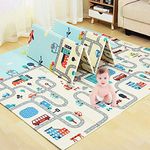 EASY SHOPE Baby Folding Mat Play Foam Crawl Waterproof Portable Kids Baby Toddler Outdoor Or Indoor Use (Blue Road), 1.5