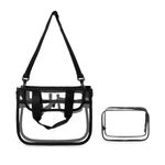 DAMILY Clear Crossbody Bag,Transparent Tote Bag with Adjustable Straps,Multi-Size Cosmetic Case Waterproof Shoulder Bag Unisex Toiletry Organisers for Work,Travel,Sports,Concert and Stadium (2-Pack)