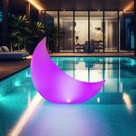 TIALLY Floating Pool Light Solar Powered - 24" Crescent Moon Pool Light - Inflatable Floating Solar Pool Lights for Swimming Pool, LED Lights for Pool Weddings, Pool Party Decor for Outdoor (1 Pack)