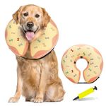 DEWVIE Inflatable Recovery Dog Cone, Protection Dount Collar for Small Medium Large Dogs, Adjustable Soft E-Collar for Dogs and Cats After Surgery, Cute Dog Bone Pattern (Yellow, X-Large)