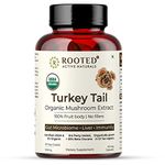 Rooted Turkey Tail mushroom Extract Capsules (60 Veg Caps, 500 mg) | Heart health, Stress Relief, Liver. USDA Organic, 30% Beta Glucans, Certified organic