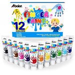 ABEIER Finger Paint for Toddlers, Non-Toxic, 12 Vibrant Colors (1.21fl oz), Baby Safe Paint for Hand and Feet, Mess Free Art Supplies for Kids, Preschool Learning Gifts, Ages 1-3 4 5 6+