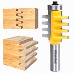 Reversible Finger Glue Joint Router Bit 1/2 Inch Shank, Newdeli Bearing Finger Joint Router Bits Carbide Joinery Wood Milling Cutter for DIY Door Table Cabinet Shelve Furniture