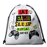 Sleepwish Boys Gaming Drawstring Backpack Bag for Teen Kids - Video Game Pattern - Colorful Joystick Game String Bag for Beach Shopping Sport Yoga Hiking Bags