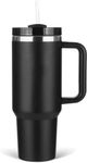 CYNVEXA Tumbler with lid and Straw 1200ML Cup Stainless Steel Vacuum Insulated Tumbler for Water, Iced Tea or Coffee 1.2L Office Gym Travelling (40 - Oz - Black- Old)