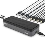 Targus USB C Universal Docking Station with Quad 4K(QV4K), Single 5K/Quad 4K UHD Display, USB C Laptop Docking Station with 4 DisplayPort or 4 HDMI Ports/100W Power Delivery