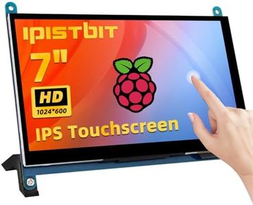 iPistBit 7 Inch LCD Touch Screen, 1024x600 IPS Display with Stand, HDMI Portable Monitor for Raspberry Pi 5/4B/3B+/3B/B+/Zero/400, BB Black, Windows 10 8 7, Free Driver