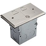 ENERLITES Nickel Plated Brass Flip Lid Cover Floor Box Kit Includes 20A Tamper-Weather Resistant Duplex Receptacle Outlet, 1- Gang Junction Box, Watertight Gaskets, UL Listed, 975507-S