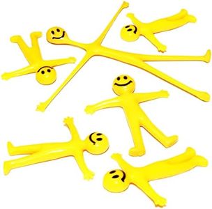 60Pk Yellow Stretchy Men Party Bag Fillers for Kids Unisex | Strechy Man Yellow | Kids Party Bags Fillers for Kids | Smile Men Classroom Gifts Lucky Dip Prizes Toys Childrens Party Bag Fillers