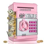 High Trusted® Kids Modern Money Safe ATM Machine, Piggy Bank Box with Electronic Lock, Multi Design - Pink.