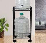 D&V ENGINEERING - Creative in innovation Metal Water Dispenser Stand for 20 Litre Bottle with Wheels- Black