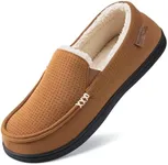 HomeTop Men's Classic Moccasin Slippers Comfy Memory Foam Indoor House Shoes Classic Tan,10 US