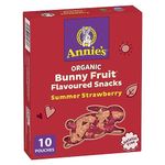 ANNIE'S - FAMILY PACK - Organic Fruit Flavoured Snacks Strawberry, Pack of 10 Pouches, Natural Strawberry Flavours, No Synthetic Colours, Gelatin Free, Gluten Free, Vegan, Snacks