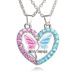 MJartoria BFF Necklace for 2, Best Friend Necklaces, Panda, Dolphin, Penguin Valentines Day Gifts Split Heart Rhinestone Friendship Necklaces Engraved Pendant, alloy, not known