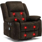 YSICK Recliner sofa, Rocker Recliner sofa for Adults,360°Swivel Recliner sofa with USB Ports, Manual Rocking sofa with Massage and Heating, Remote Control Reclining sofa for Living Room, Nursery