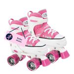 HUDORA Roller Skate in pink/black roller skates made of nylon - comfortable children's roller skates adjustable over 4 sizes - stylish roller skates for kids & teenagers