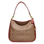 COACH Coated Canvas Signature Cary Shoulder Bag, Tan Rust, One Size