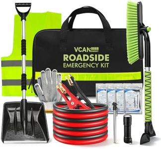 Winter Car Emergency Safety Kit Bag with Jumper Cables, Snow Shovel for Car