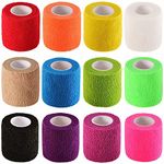 Cherish tea 12 Pieces Self Adhesive Elastic Bandage Wrap Stretch Self-Adherent Tape for First Aid,Sports, Wrist, Ankle (12 Colors,2 Inches x 5 Yards Each)