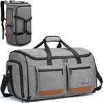 TUGUAN Convertible Garment Duffle Bags for Travel, Carry on Garment Duffel Bag Backpack for Men Women, 3 in 1 Large Suit Travel Bag with Shoe Compartment & Back Straps for Weekend Luggage, Grey