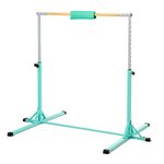 ZELUS Gymnastics Bar for Home, Height Adjustable 90 to 150cm Gymnastics Bar for Kids, Junior Home Gym Equipment Girls & Boys Kip Bar for Indoor Training, 1.4m Horizontal Bar, 136kg Cap (Green)