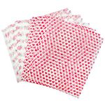 YunBey 100 Pcs Wax Paper Printed Food Wrapping Paper Greaseproof Paper Basket Liners Deli Papers Rose and Heart Type Food Wax Waterproof Paper for Bread, Gift Wrapping Tissue (21 * 25cm)