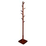 DADILL Wooden Tree Coat Rack with 3 Adjustable Sizes, 9 Hooks, Easy Assembly Free Standing Solid Coat Hanger Stand for Clothes, Garment, Hats, Umbrellas, Scarves in Hallway, Entryway, Dark Walnut