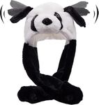 Tocwick Cow Hat Costume with Moving Ears Short Plush Cartoon Hat Animal Shaped Cap Soft Warm Winter for Festival Cosplay Boys Girls Adults (Panda)