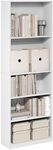 Furinno Jaya Book Shelf, 5-Tier Tall Book Shelf, Bookcase with Open Shelving, Standing Bookshelf, 9.5 x 24.6 x 71.1, for Organization and Storage, for Home Office, Living Room, White