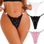 Melelly Women Lace Panties Floral Underwear Lace Briefs with Cute Bow Center 1-4 Pack, 3 Pack Black/White/Pink, M