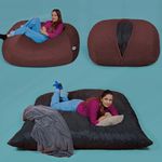 Urban Yogi Foam Bean Bag Sac - Converts from BeanBag to Bed - 5 Year Warranty - Washable Cover - Soft Velvet Fabric - Never Goes Flat (Jumbo, Brown, Bean Bag Bed)