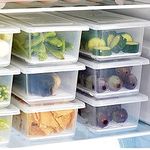 CBK Transparent Fridge Storage Boxes Organizer With Removable Drain Plate Fridge Storage Containers Keeps Fruits, Vegetables, Meat, Fish Fresh Longer Container Box (Pack Of 2) - Plastic