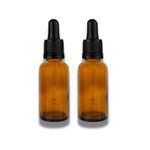 Two 20ml Amber Brown Glass Bottles with Dropper Pipettes